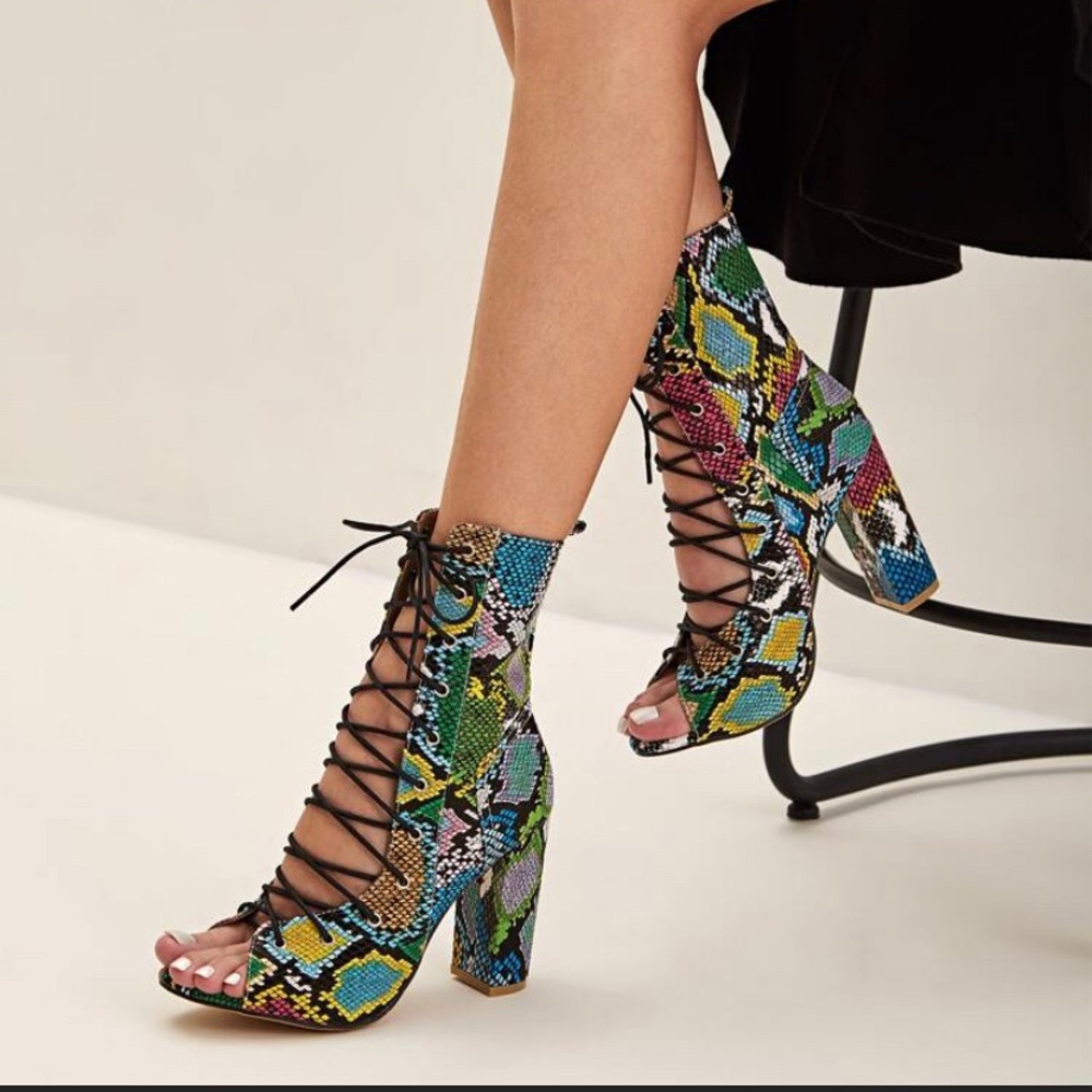 Faux Snakeskin Booties